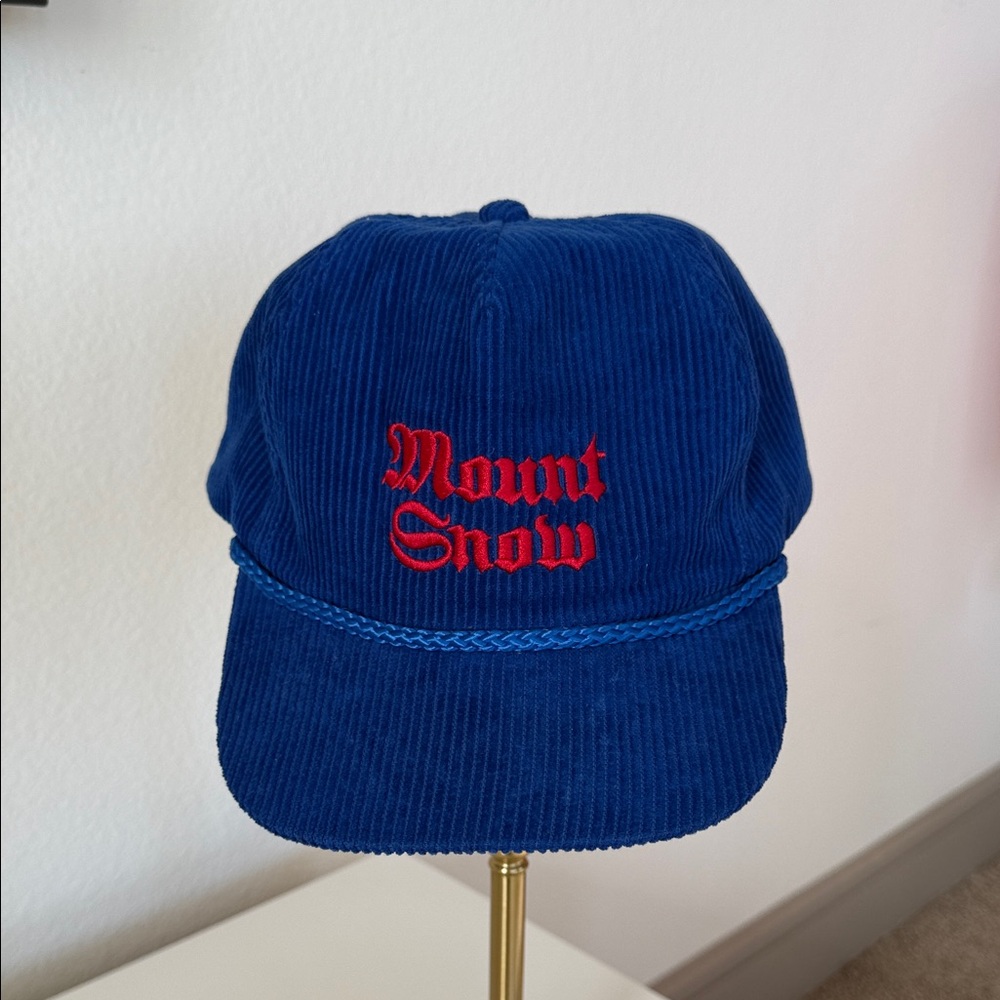 JCREW Blue Corduroy Cap with Red Embroidery